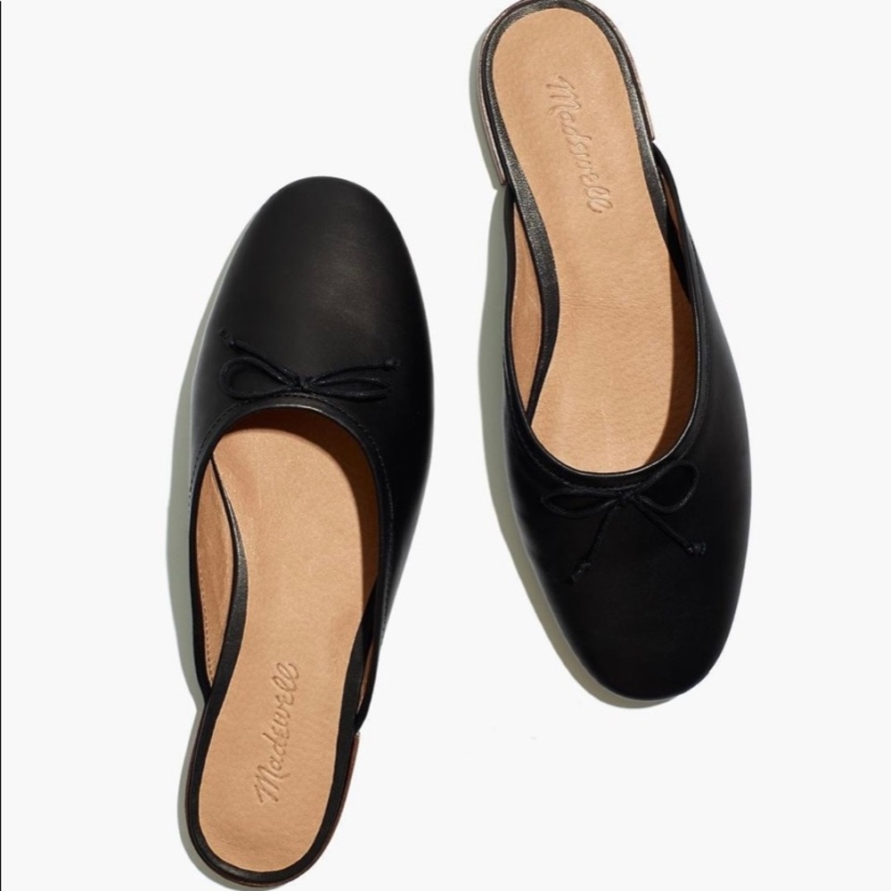 Madewell | The ‘Adelle’ Ballet Bow Black Leather Mule